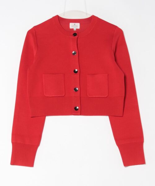 「LANVIN en Bleu」 ニットカーディガン 38 レッド レディース