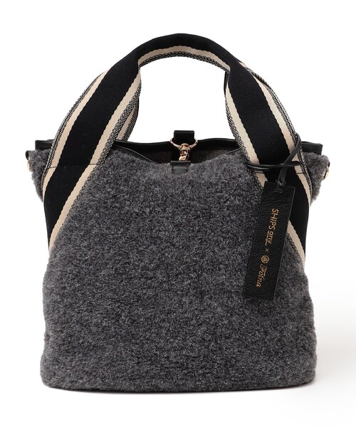 ships 黒　金具シルバー　バッグ　ミニパース付き SHIPS ショルダーバッグ バッグ 2WAY ミニ ショルダー