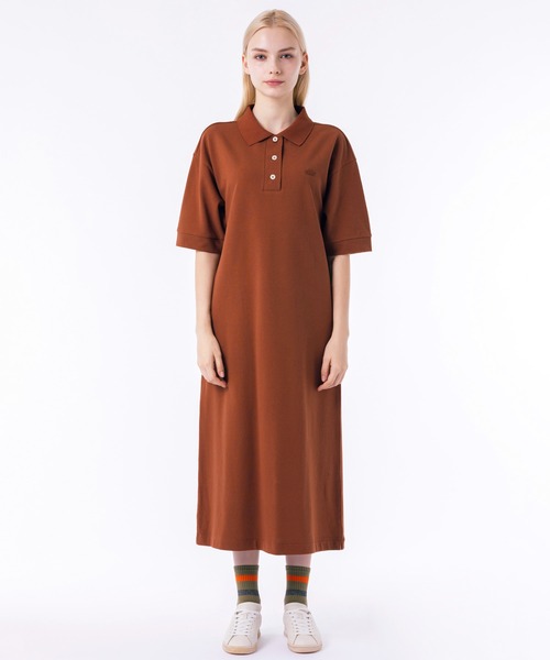ラコステ 美品 半袖ロングワンピース38 LACOSTE 「LACOSTE」 シャツワンピース 38 ネイビー レディース