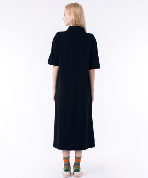LACOSTE グレー 半袖シャツワンピース 38 LACOSTE ワンピース ポロシャツ 半袖 グレー 三連ワニ ロゴ