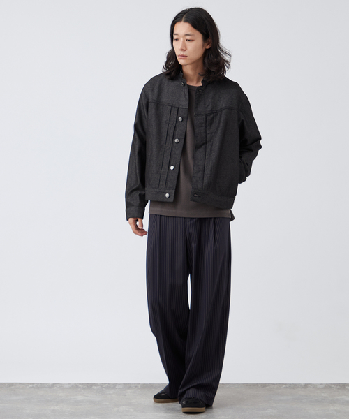 デニム スタンドカラー ジャケット 韓国 メンズ ブルゾン cr5459 B.C STOCK ブルゾン アウター 8.5oz テンセルデニム BRIGHT