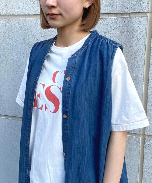 「NANEA」 ノースリーブワンピース ONE SIZE ブルー レディース_画像2