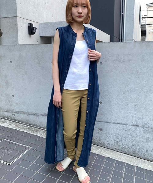 「NANEA」 ノースリーブワンピース ONE SIZE ブルー レディース_画像4