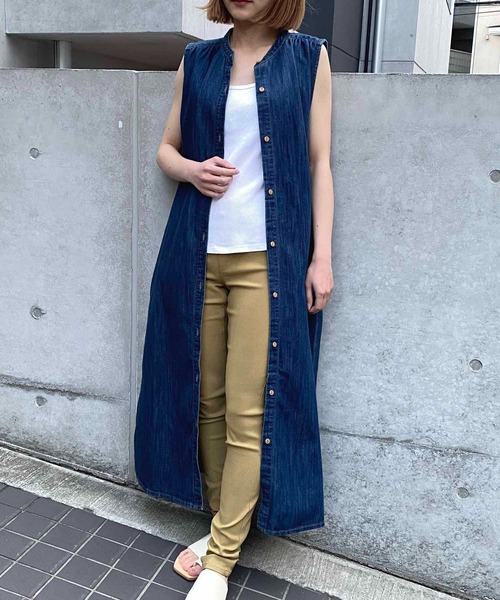 「NANEA」 ノースリーブワンピース ONE SIZE ブルー レディース_画像5