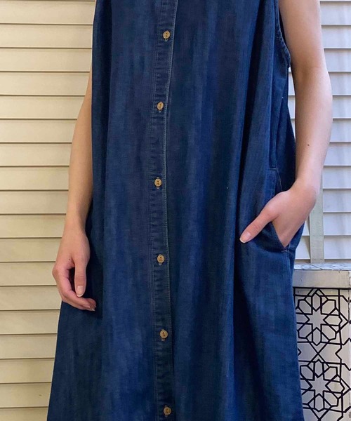 「NANEA」 ノースリーブワンピース ONE SIZE ブルー レディース_画像6