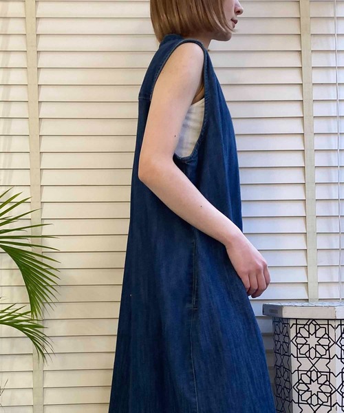 「NANEA」 ノースリーブワンピース ONE SIZE ブルー レディース_画像7