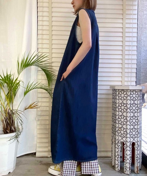 「NANEA」 ノースリーブワンピース ONE SIZE ブルー レディース_画像8