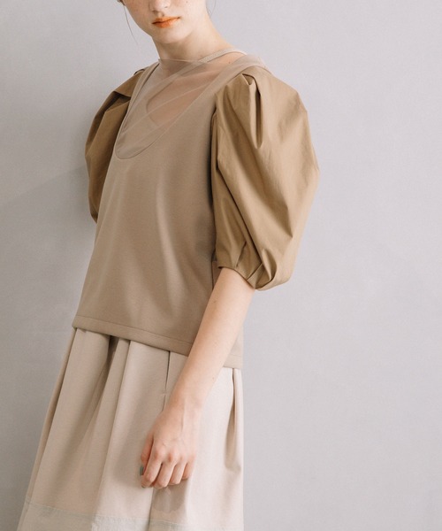 「MARECHAL TERRE」 半袖カットソー MEDIUM ベージュ レディース_画像2