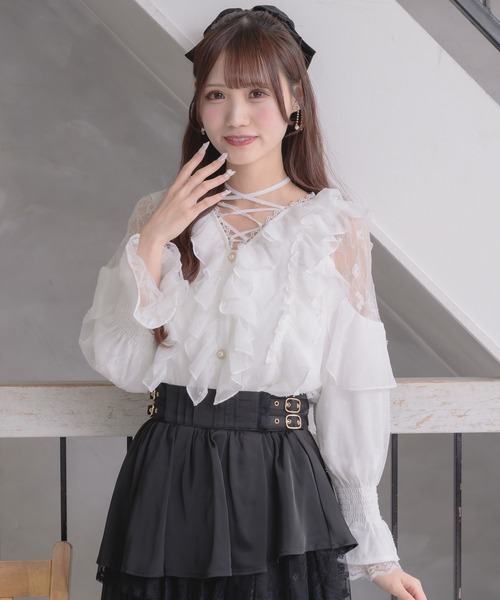ゴートゥーハリウッド　シーチングフリルブラウス ゴートゥーハリウッド シーチングフリルブラウス Go To Hollywood