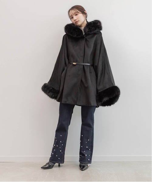 ポンチョ リアル ファー Clips Wanda Mode ウール アンゴラ混 ポンチョ リアル ファー Clips Wanda Mode ウール アンゴラ混