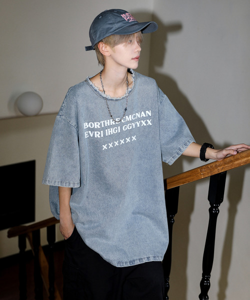 「neos」 半袖Tシャツ X-LARGE サックスブルー メンズ_画像2