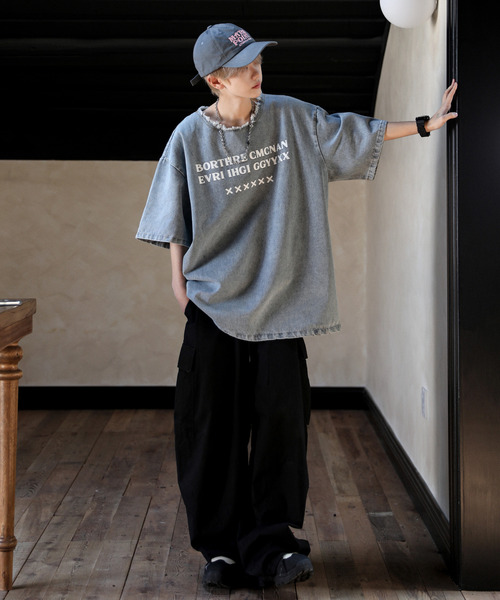 「neos」 半袖Tシャツ X-LARGE サックスブルー メンズ_画像3