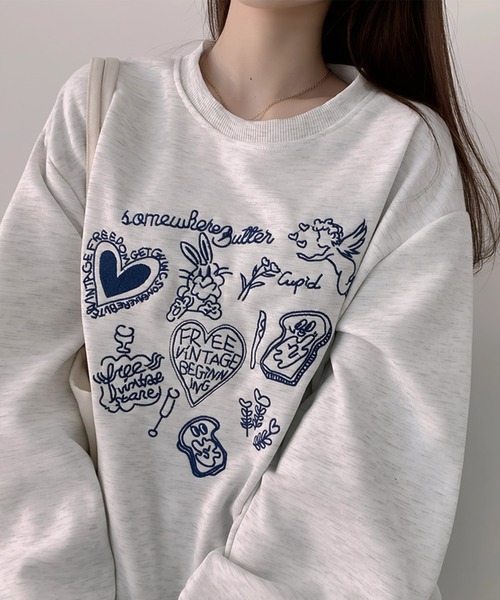 ヴィンテージ レトロ古着 グラデ刺繍オーバーサイズスウェット トレーナー 白 USA製 90年代 SCOTTSDALE ロゴ刺繍 スウェット トレーナー メンズL