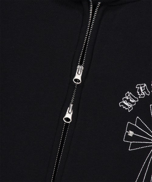 パーカー mahagrid 「mahagrid/マハグリッド」 Cross Studs Zip-Up Hoodie/クロススタッズジップアップパーカーの画像