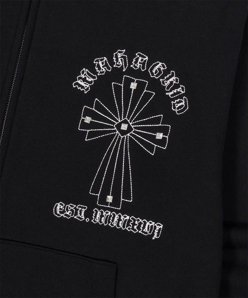 パーカー mahagrid 「mahagrid/マハグリッド」 Cross Studs Zip-Up Hoodie/クロススタッズジップアップパーカーの画像