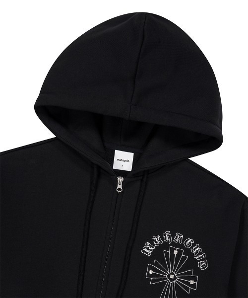 パーカー mahagrid 「mahagrid/マハグリッド」 Cross Studs Zip-Up Hoodie/クロススタッズジップアップパーカーの画像