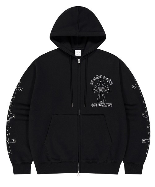 パーカー mahagrid 「mahagrid/マハグリッド」 Cross Studs Zip-Up Hoodie/クロススタッズジップアップパーカーの画像