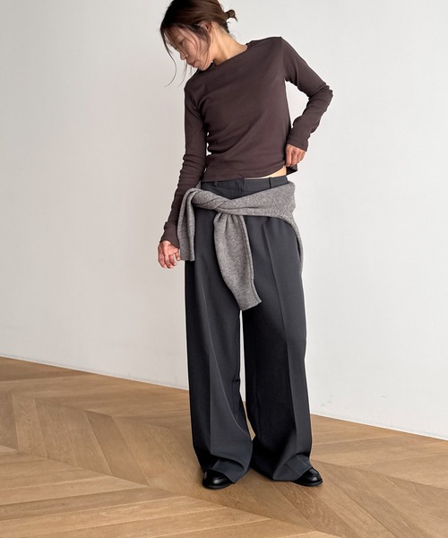 「CANAL JEAN」 パンツ MEDIUM チャコールグレー レディース_画像5