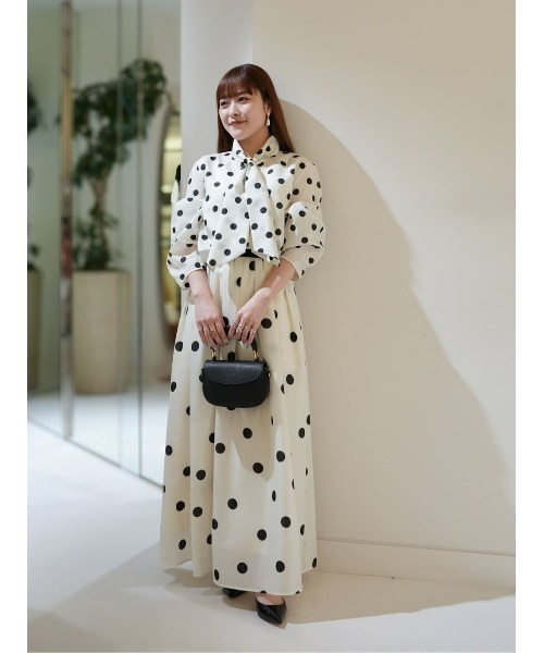 アルアバイル allureville 25年秋冬物水色ドット柄ロングスカート02 allureville（アルアバイル） スカート ポルカドットスカート