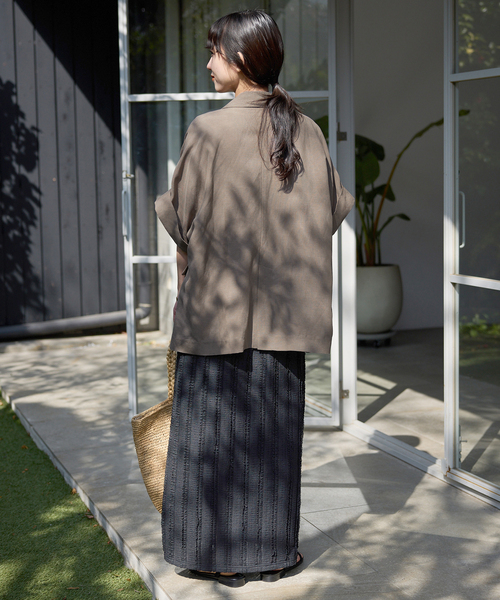 【Rose*】新品✨スローブイエナ リネン混 ノーカラージャケット Rose*様専用】新品✨スローブイエナ リネン混 ノーカラージャケット