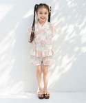 甚平 浴衣 フリル甚平 キッズ 子供 女の子の詳細画像1