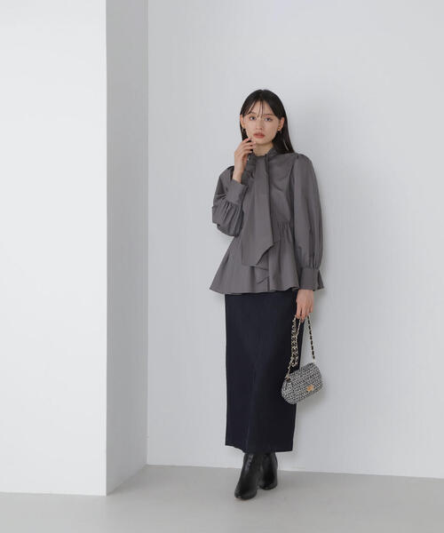 「NATURAL BEAUTY BASIC」 長袖ブラウス SMALL グレー系その他 レディース_画像3