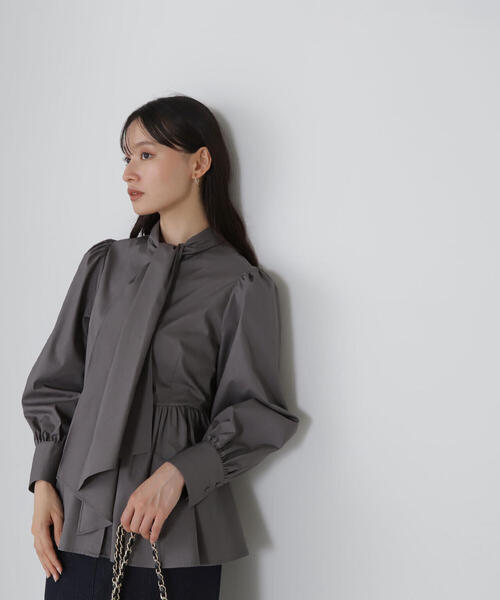 「NATURAL BEAUTY BASIC」 長袖ブラウス SMALL グレー系その他 レディース_画像4