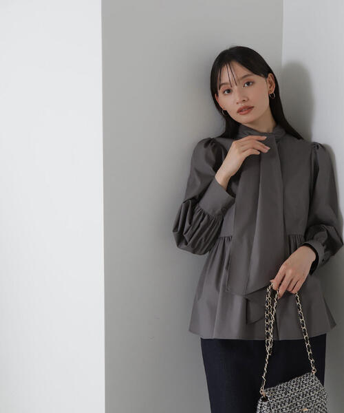 「NATURAL BEAUTY BASIC」 長袖ブラウス SMALL グレー系その他 レディース_画像6