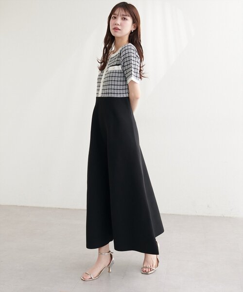 natural couture ワンピース ツイードサマーニットワンピース