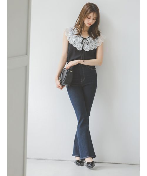 ジーンズ デニム デニムパンツ 「STYLE UP PANTS」フレアデニム レディースの画像