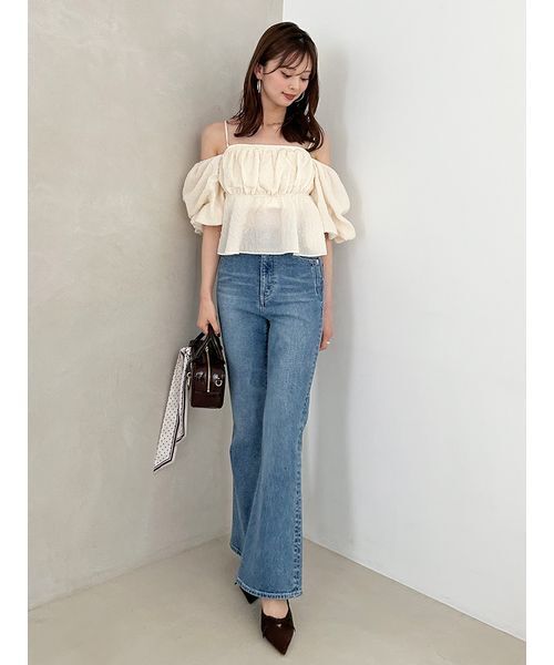 ジーンズ デニム デニムパンツ 「STYLE UP PANTS」フレアデニム レディースの画像
