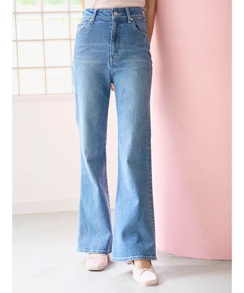 ジーンズ デニム デニムパンツ 「STYLE UP PANTS」フレアデニム レディースの画像