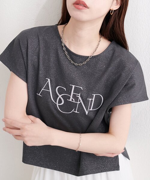 natural couture tシャツ ロゴ刺繍入りラメT レディース : ZOZOTOWN