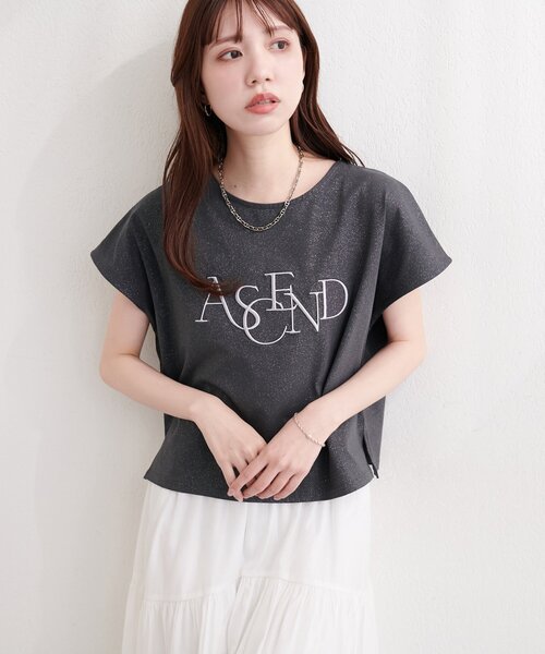 natural couture tシャツ ロゴ刺繍入りラメT レディース : ZOZOTOWN