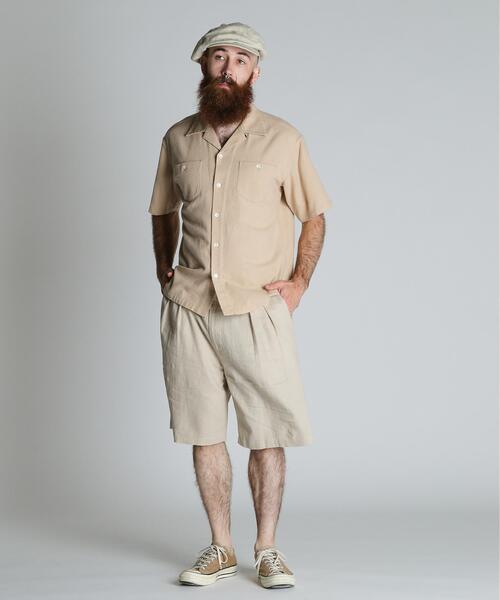 Schott EMBROIDERY刺繍ショーツM メンズ　ハーフパンツ　夏服 Schott N.Y.C（ショット） 「Schott」 ハーフパンツ M ベージュ メンズ