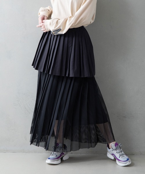 「MARECHAL TERRE」 プリーツスカート MEDIUM インディゴブルー レディース_画像6