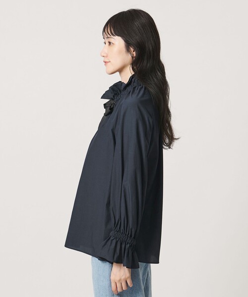 ！限定お値下げ！ユナイテッドアローズ TOKYO ブラウス フリル ネイビー UNITED ARROWS（ユナイテッドアローズ） ブラウス シャツ スタンド