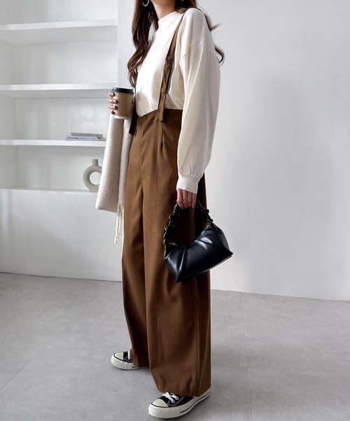 andme（アンドミー） サロペット オーバーオール 起毛サスペンダー