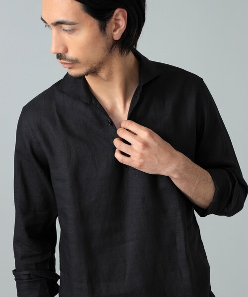 シャツ Massimo d’Augusto / ALAMARI リネンソリッド カプリシャツ メンズの画像