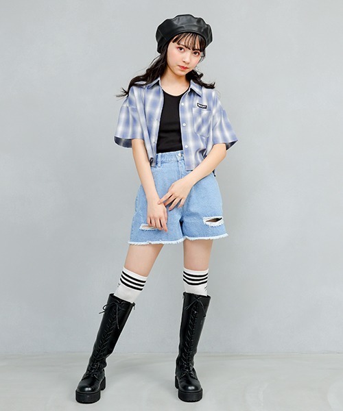PINKHUNT ブラウス シャツ ピンクハント cタンク付き ショート丈