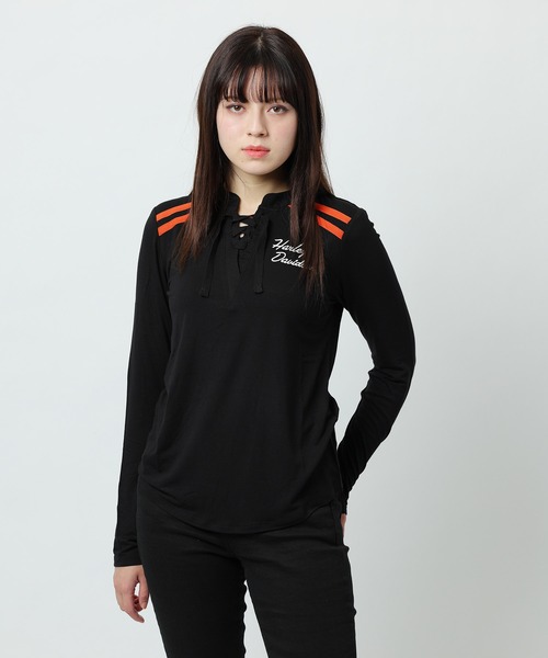 tシャツ アイコニック・レースフロント・ヘンリー レディース