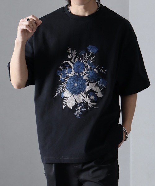 リ*カ様 45R 45RPM アート フラワー プリント Tシャツ ワイド ドル tシャツ 「welise/ウェライズ」HQクリアコットンファブリック