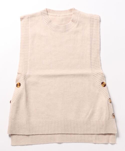 BLANC FICELLE ベスト ジレ サイドボタン ニットベスト