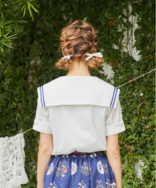 axes femme ブラウス シャツ マリン風セーラーカラーブラウス