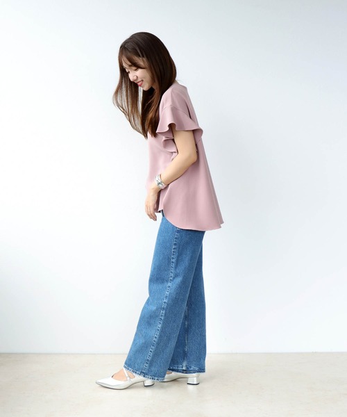 Jines ブラウス シャツ 「追加」ラッフルスリーブ スキッパー