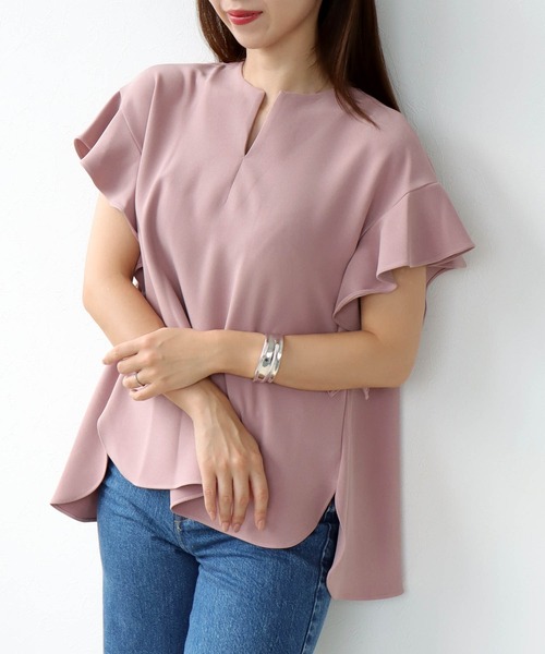 ブラウス シャツ バックラッフルスキッパーシアーブラウス レディース バックラッフルスキッパーシアーブラウス（シャツ/ブラウス