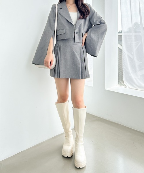 Heather ジャケット テーラードジャケット シャークスキン