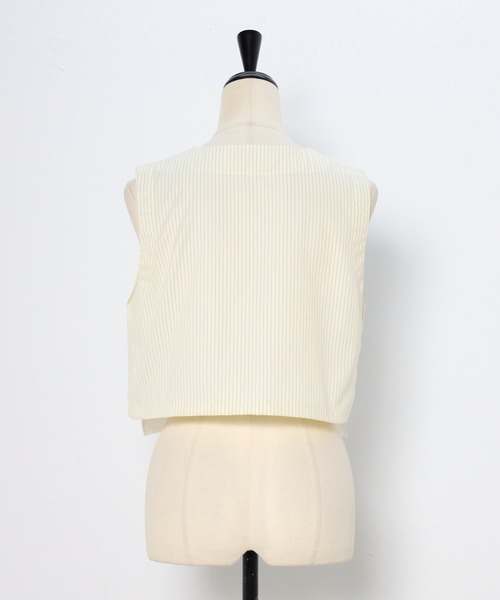 ENC ベスト ジレ design pocket stripe vest / ピンストライプデザイン