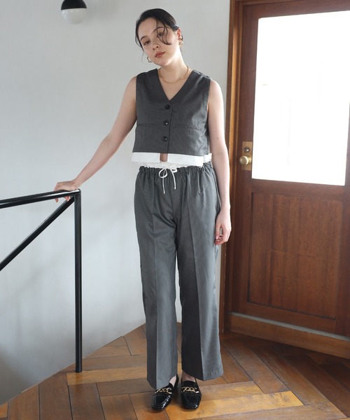 ベスト/ジレ PILE STRIPE VEST ENC ベスト ジレ design pocket stripe vest / ピンストライプデザイン