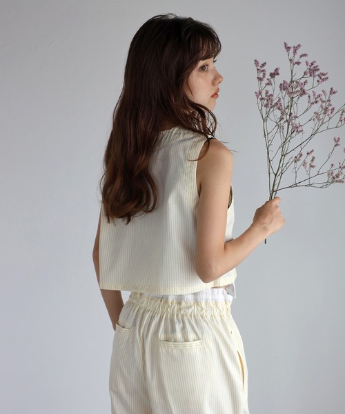 ENC ベスト ジレ design pocket stripe vest / ピンストライプデザイン